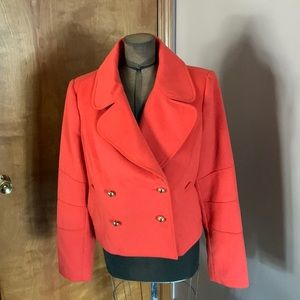 The Limited orange double breasted orange cropped blazer. Size Medium